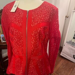 Elegant Red Lace Women's Jacket